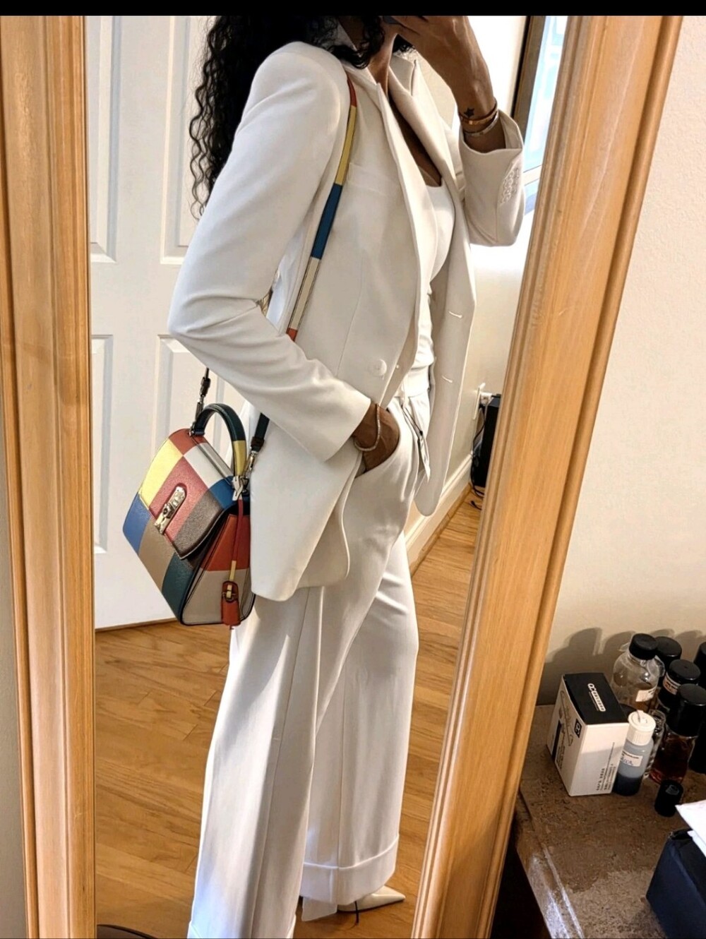 Express White Double Breasted Hourglass Blazer & Pantsuit-Retail $250-NWT-banana - Picture 9 of 11